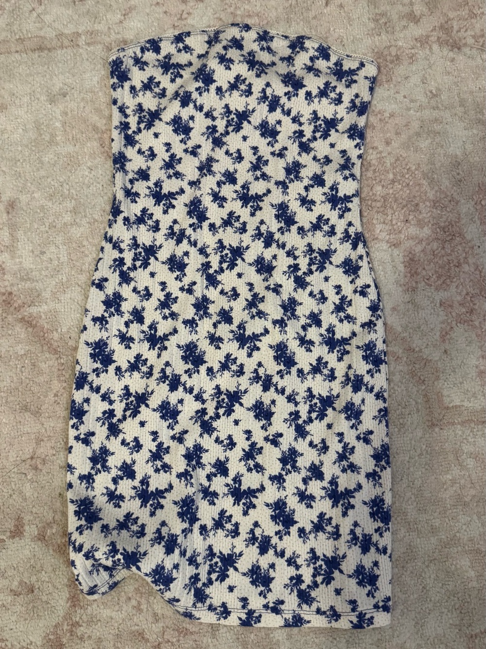 Strapless Blue Floral Bodycon Dress